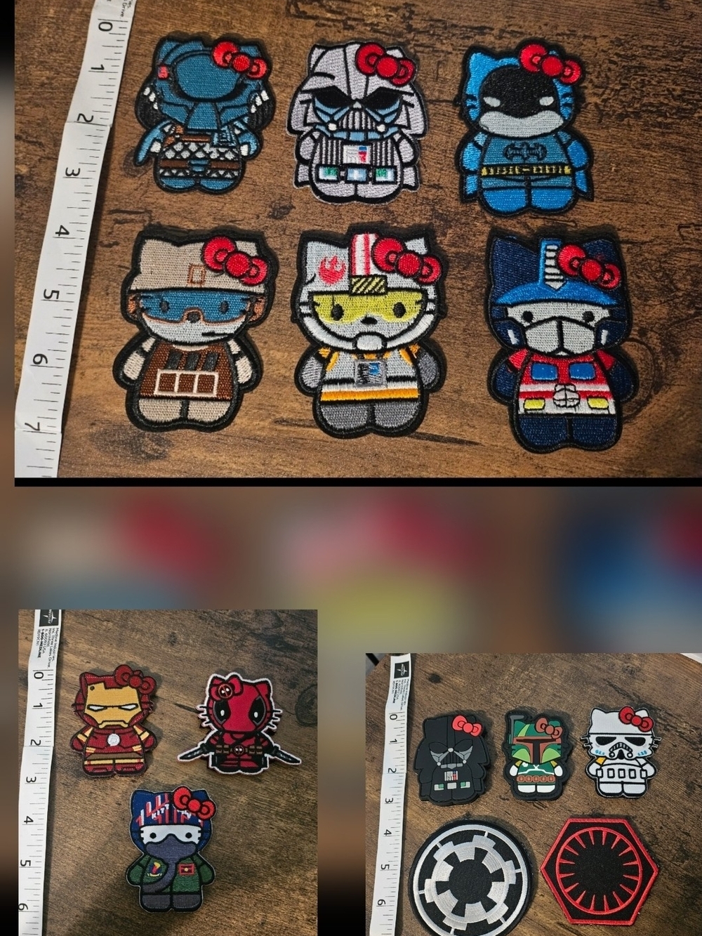 14 Pc Hello Kitty x Sar Wars/Super Hero Iron-On/ PVC Patches